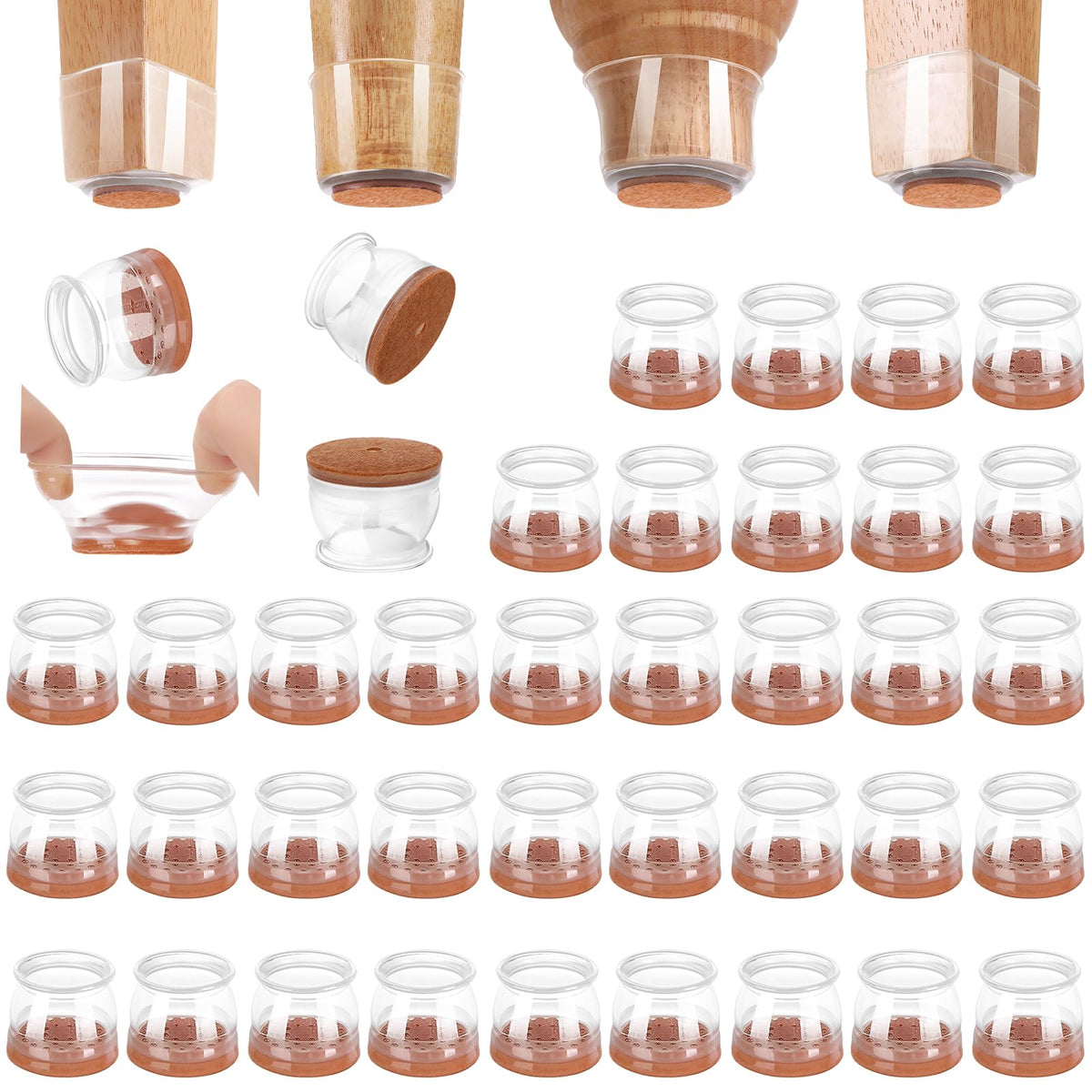CHUNZEXI round chair leg protector cap reduces floor scratches on hardwood.