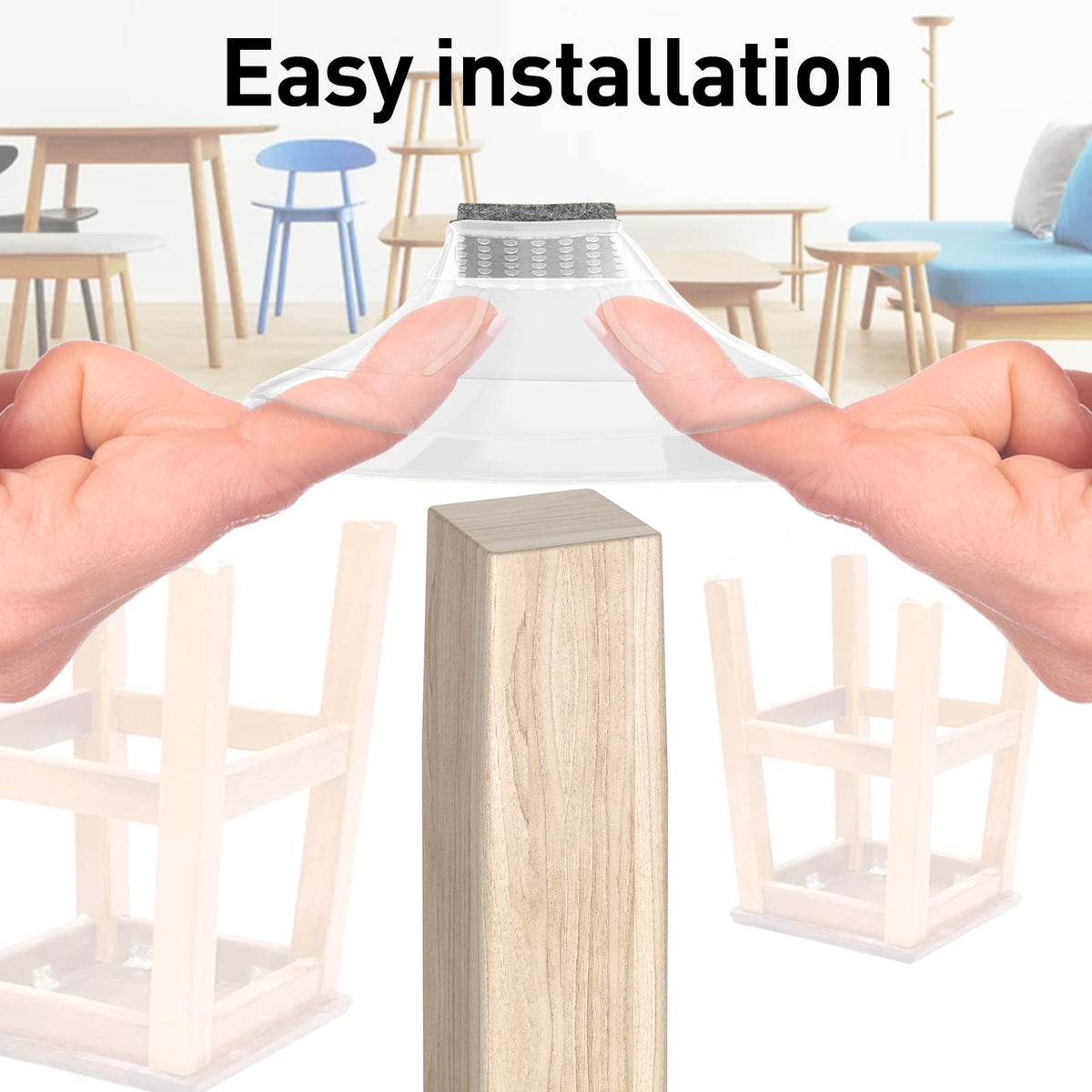 CHWM protectors on hardwood floor reduce scratches and noise