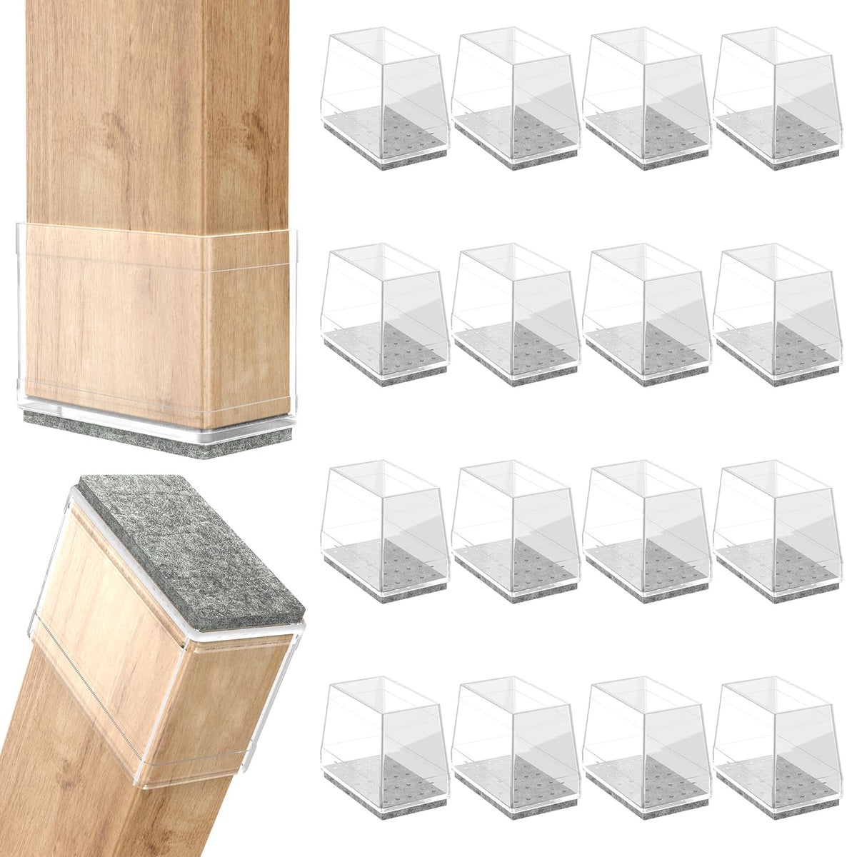 CHWM rectangle chair leg protector 1x2 clear guards hardwood floors quietly