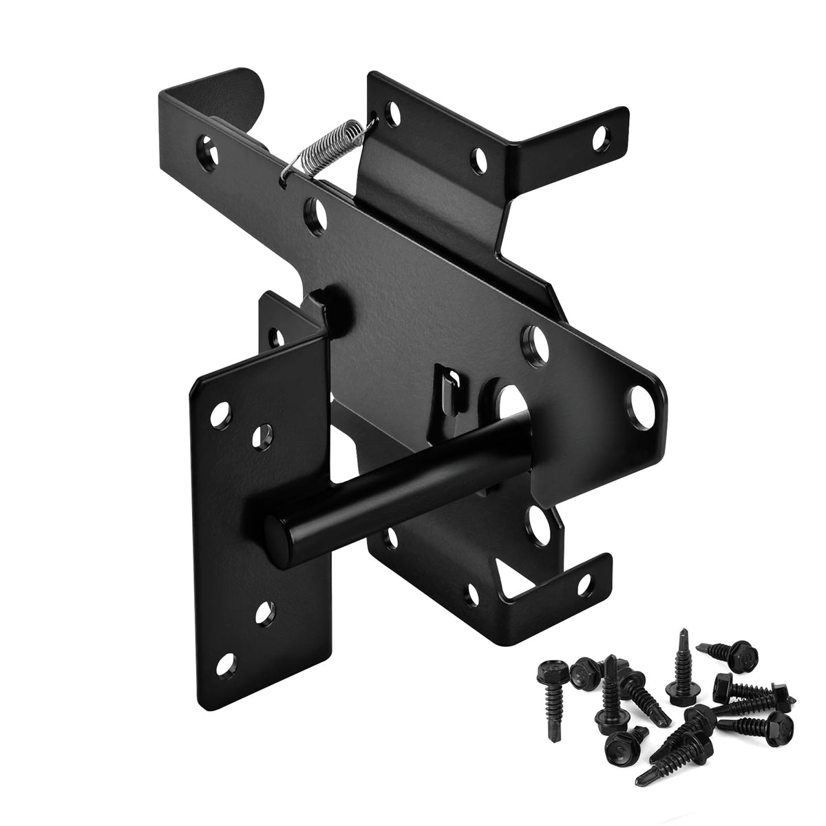 CHXLQQX self-locking gate latch installed on wood fence for secure yard access