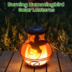 CHYGRON flame-effect lantern provides warm porch lighting at dusk.
