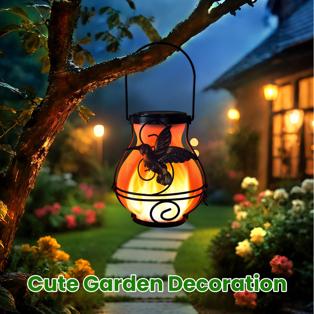 CHYGRON hanging solar lantern for backyard ambience without wires.