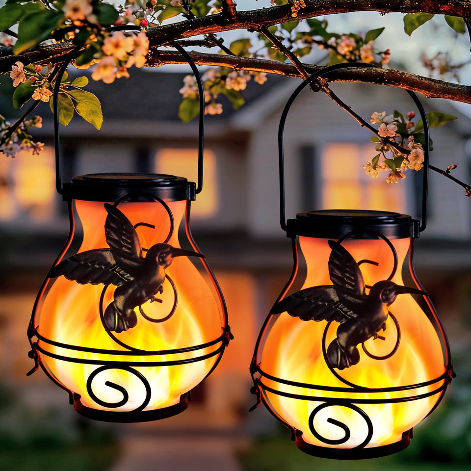 CHYGRON solar lantern with hummingbirds creates magical garden evenings.