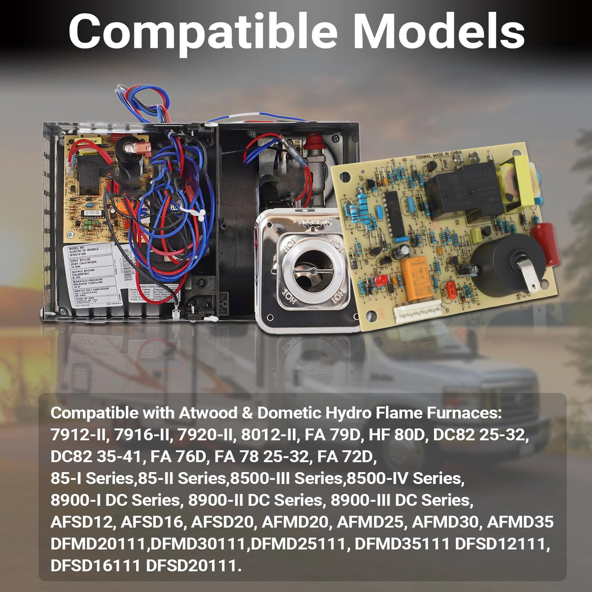 CHYKUANG Atwood-Dometic compatible ignition board for broad furnace compatibility.