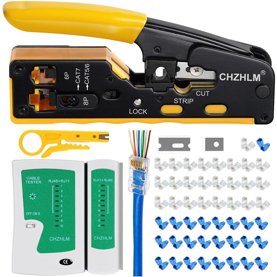 CHZHLM RJ45 crimp tool pass-through 8P connector for quick wiring