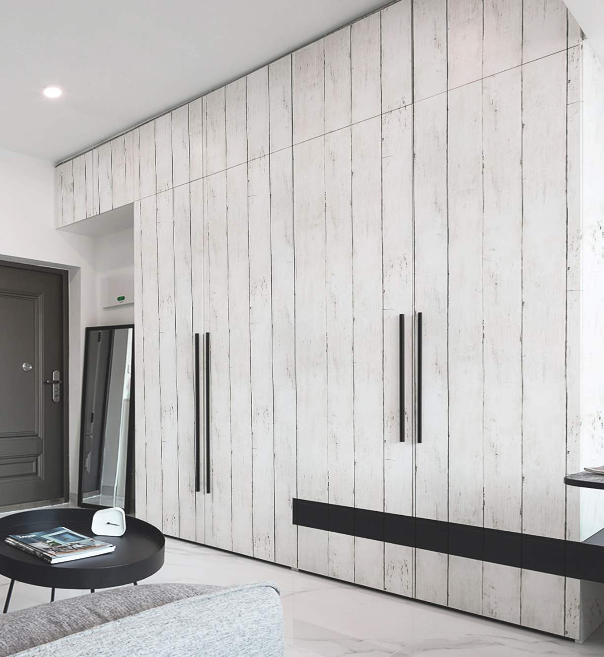 CiCiwind white grey wood wallpaper roll ready for wall application.