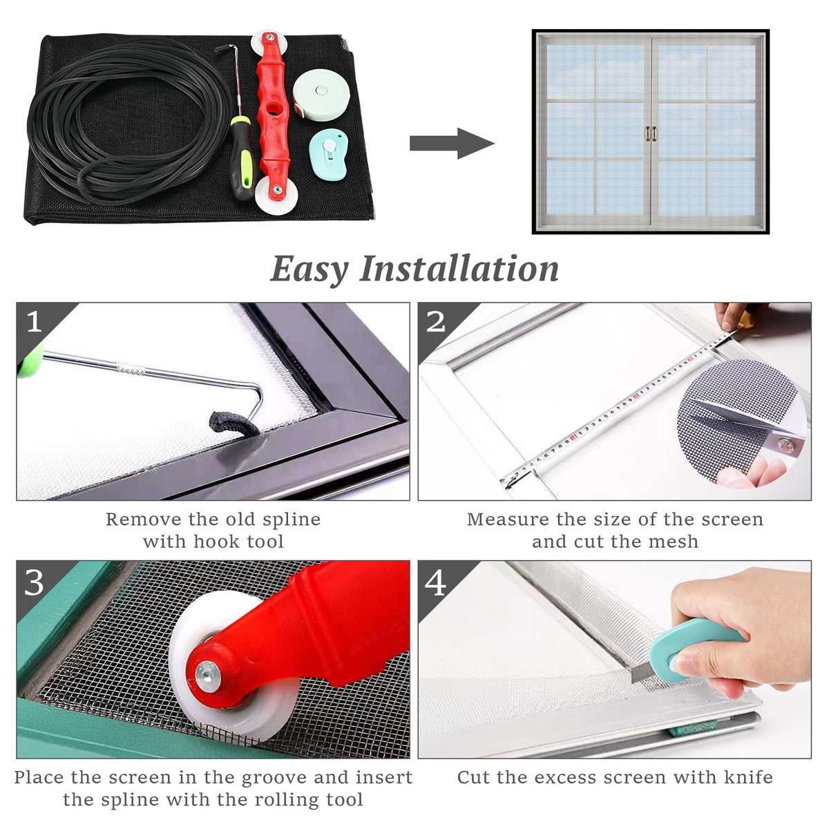 Cieex window screen repair kit cutter tool for clean cuts