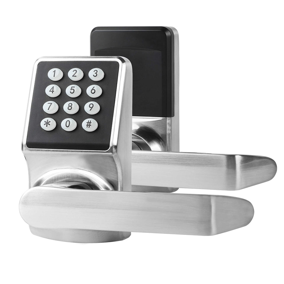Cielsa Dawn electronic door lock with handle, front view for keyless entry and style