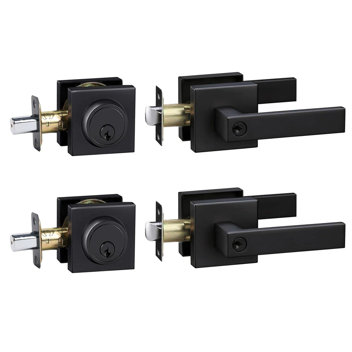 Cielsa Dawn exterior door lock lever in matte black for secure front entry.