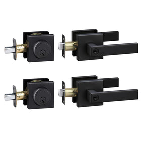 Cielsa Dawn exterior door lock lever in matte black for secure front entry.