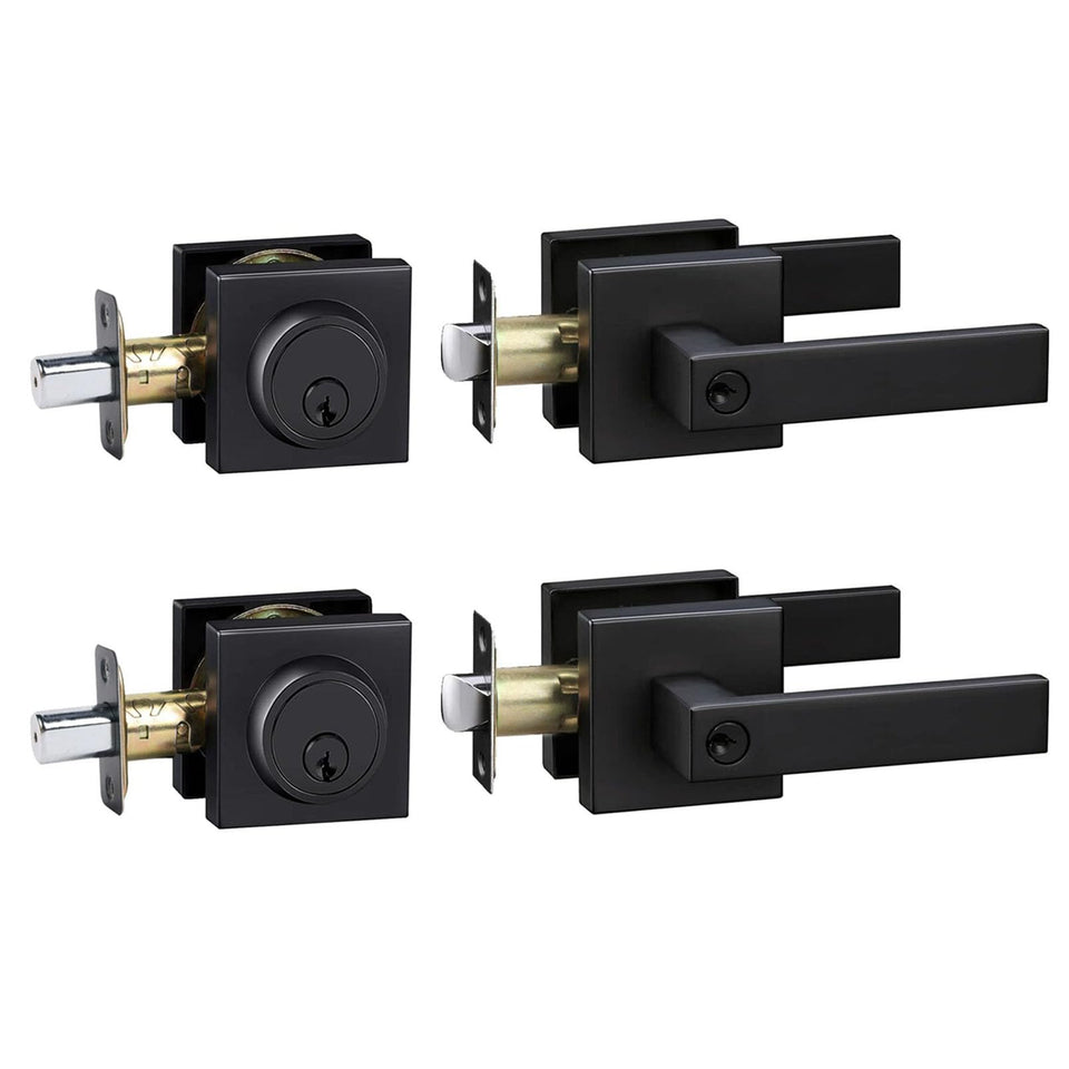Cielsa Dawn exterior door lock lever in matte black for secure front entry.