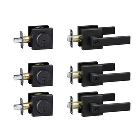 Cielsa Dawn exterior lock set with deadbolt in matte black for secure home entry.