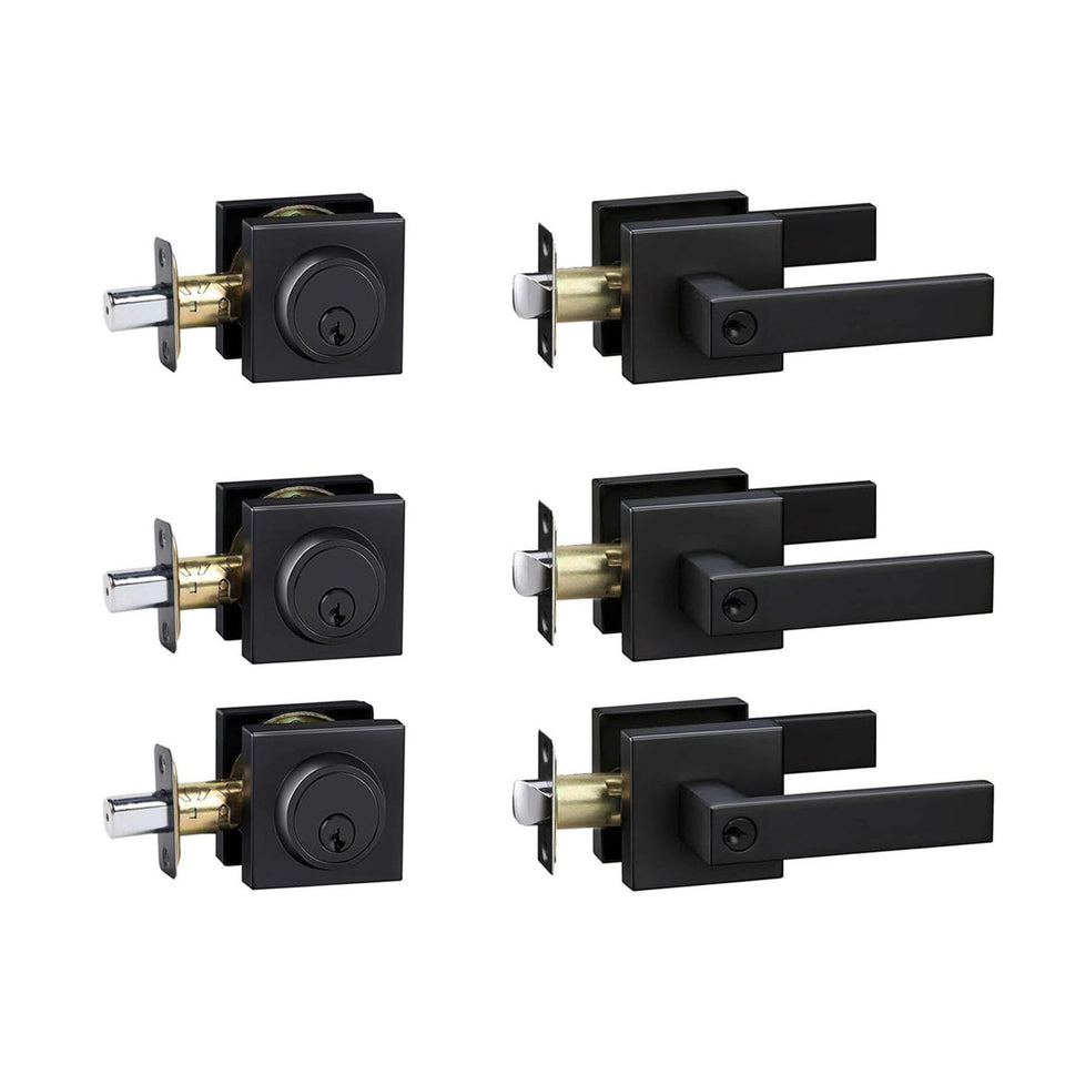 Cielsa Dawn exterior lock set with deadbolt in matte black for secure home entry.