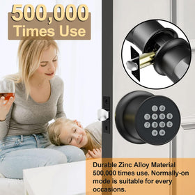 Cielsa Dawn smart knob keypad close-up highlighting backlit code entry.