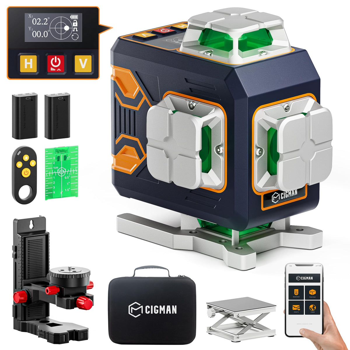 CIGMAN 4x360 green cross line laser for precise room alignment