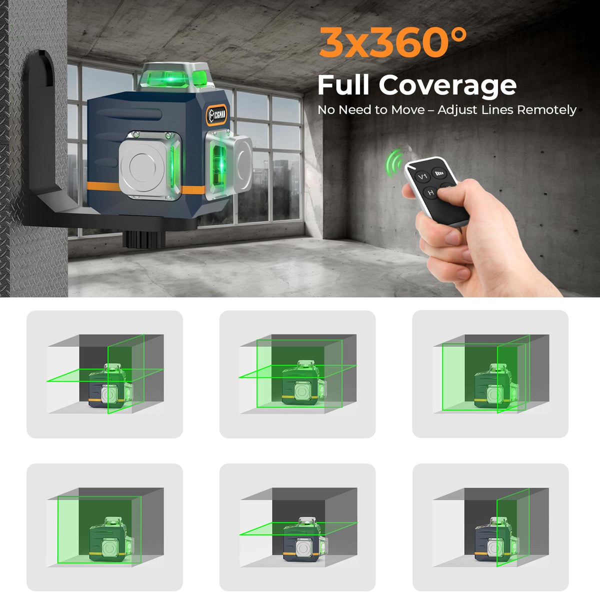 CIGMAN auto self-leveling mode ensures quick, accurate setup