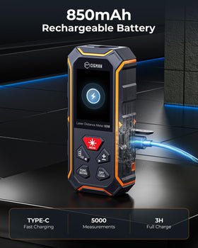 CIGMAN USB-C charging port on measuring tool for fast power top-ups