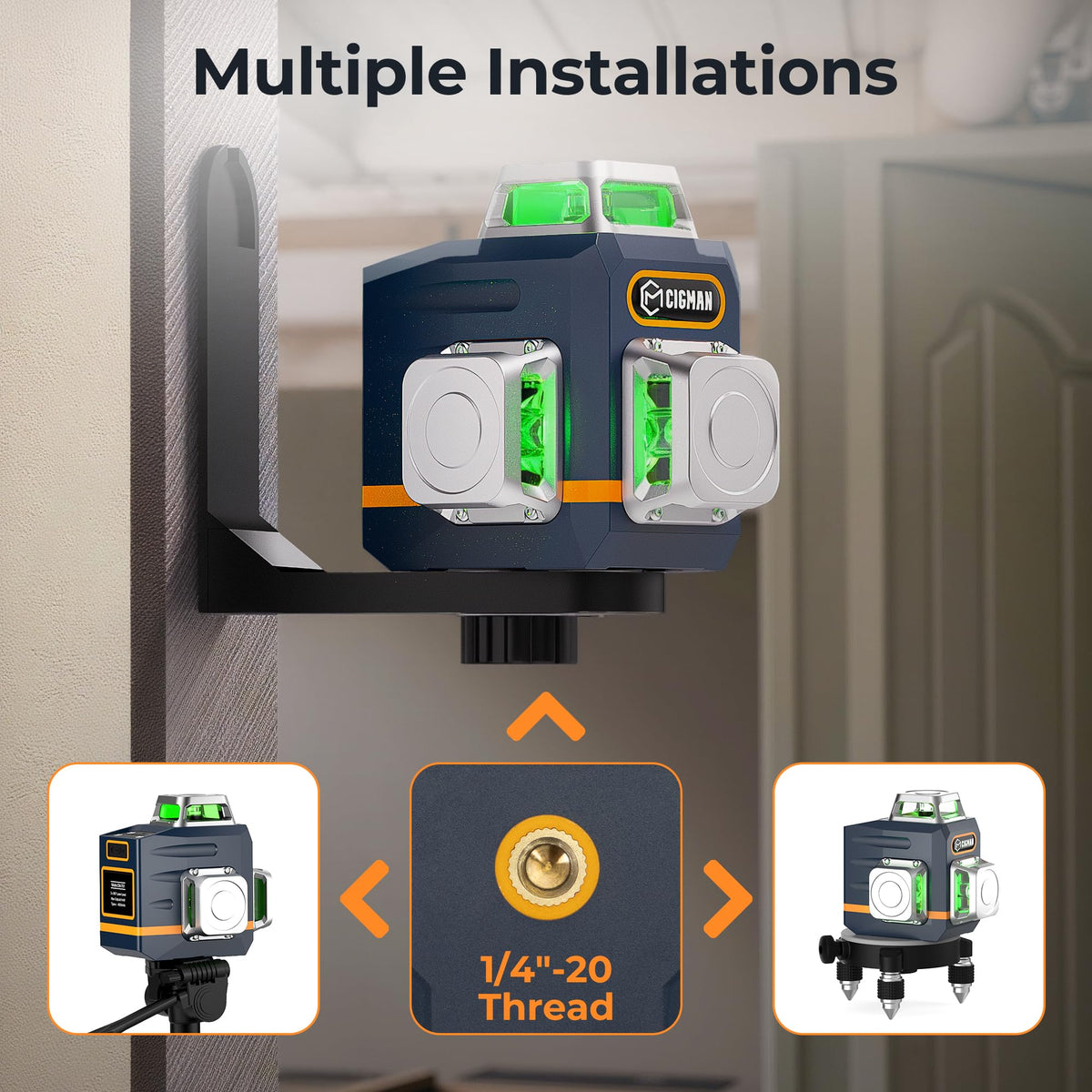 CIGMAN laser level pulse-mode extends visibility for larger spaces