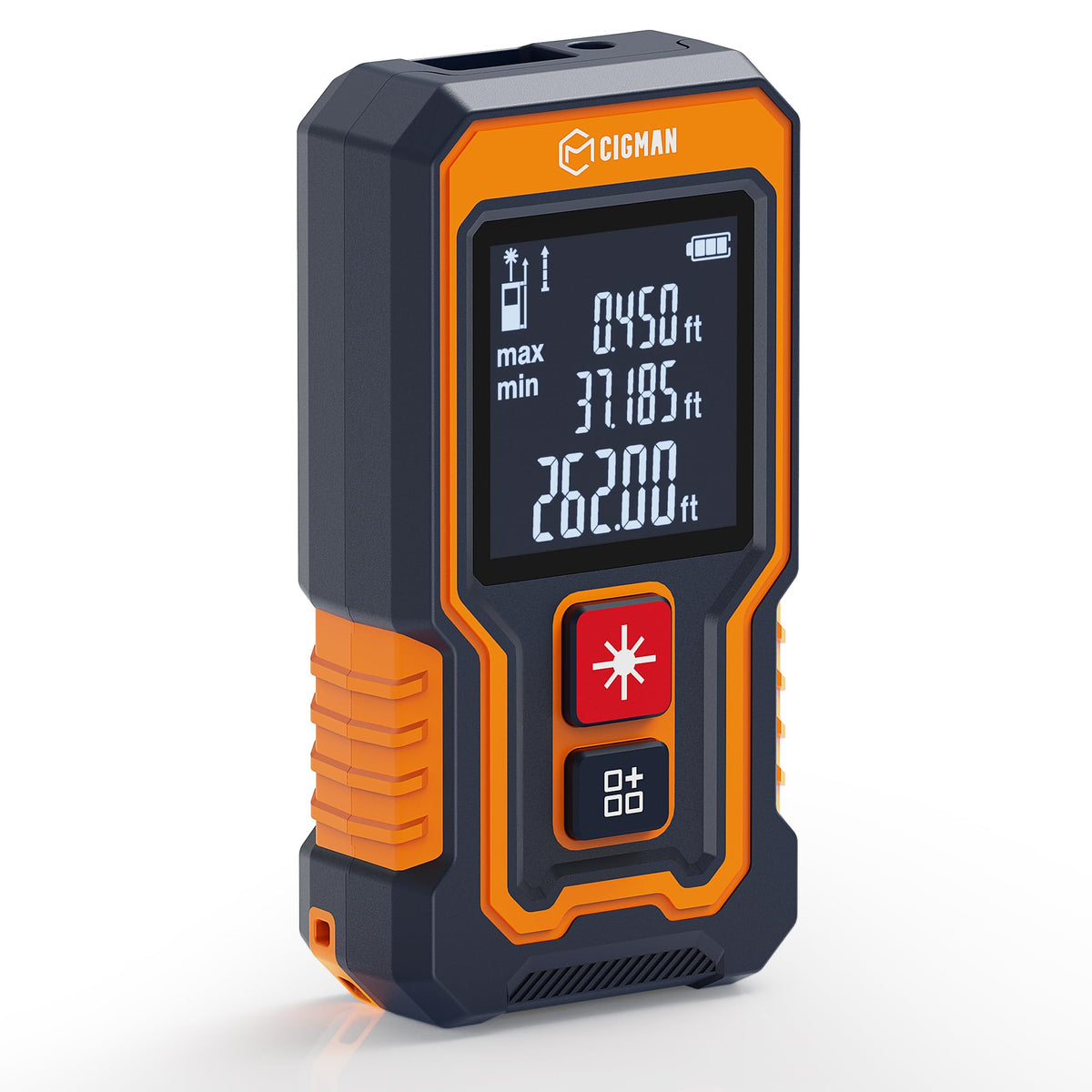 CIGMAN Laser Measure with front reference for precise distance on jobsites