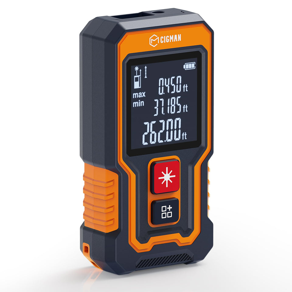CIGMAN Laser Measure with front reference for precise distance on jobsites