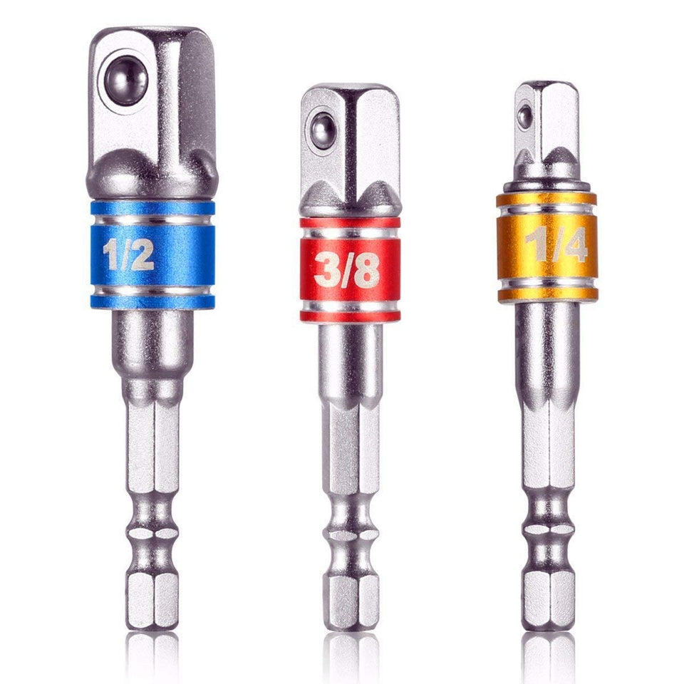 CIGOTU 1/4-to-1/4 socket adapter with hex shank for secure high speed use