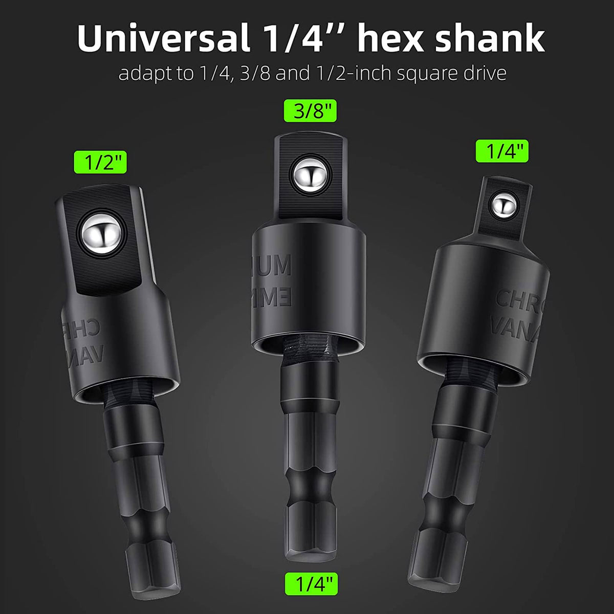 CIGOTU 360° rotatable adapter 1/4 to 3/8 inch expands fastening options