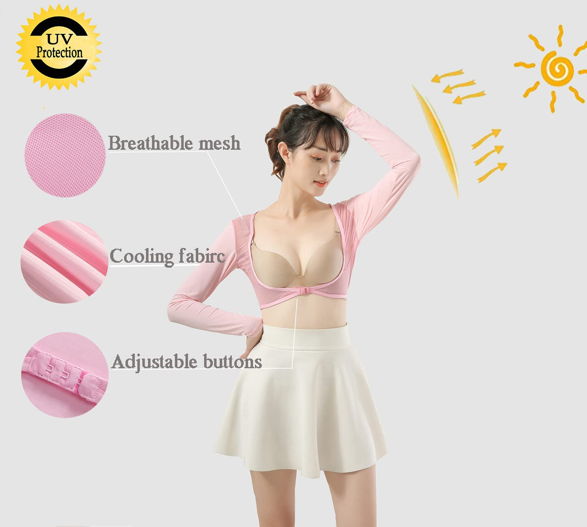 Ciguo cooling shawl white, side view, lightweight wrap for sun protection and airflow