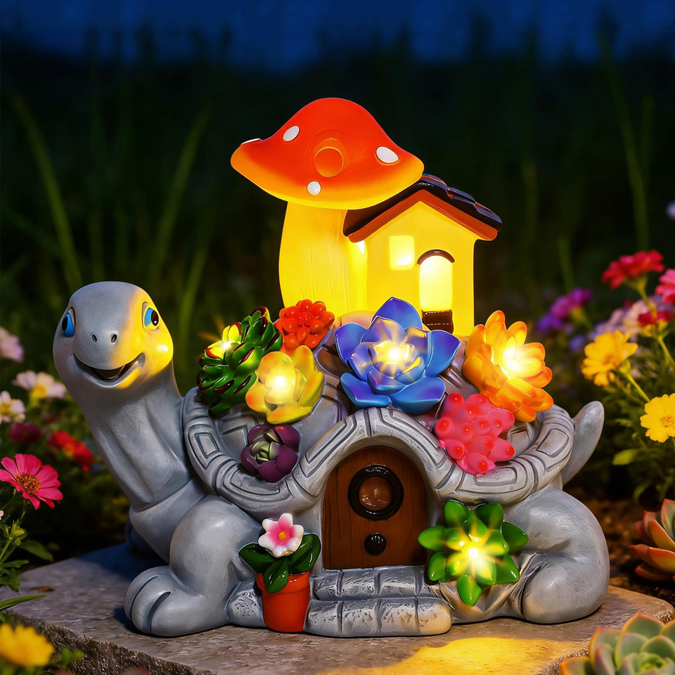 Cikoube solar garden turtle with LED lights for outdoor illumination