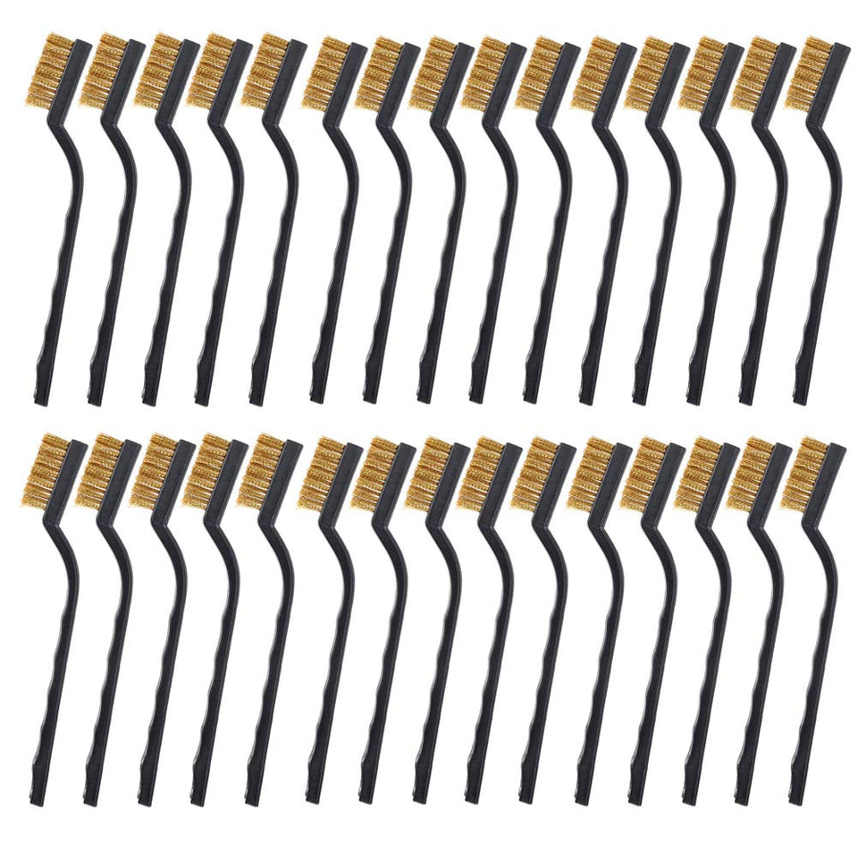 CILEONBE 30-piece mini brass wire brush set package for compact cleaning tasks.