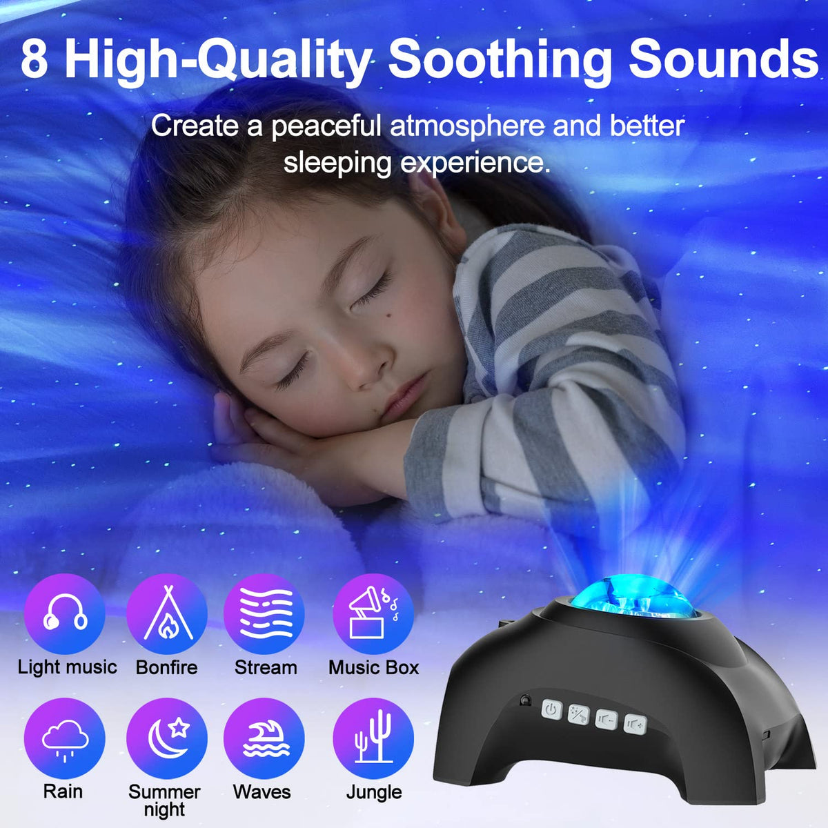 CIMELR Star Projector Bluetooth speaker spreads relaxing music and mood.