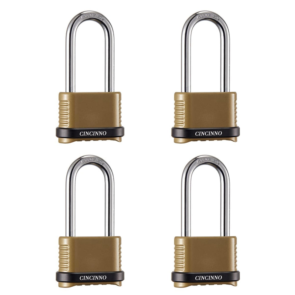 CINCINNO heavy-duty lock closeup showing rugged zinc body for outdoor security.