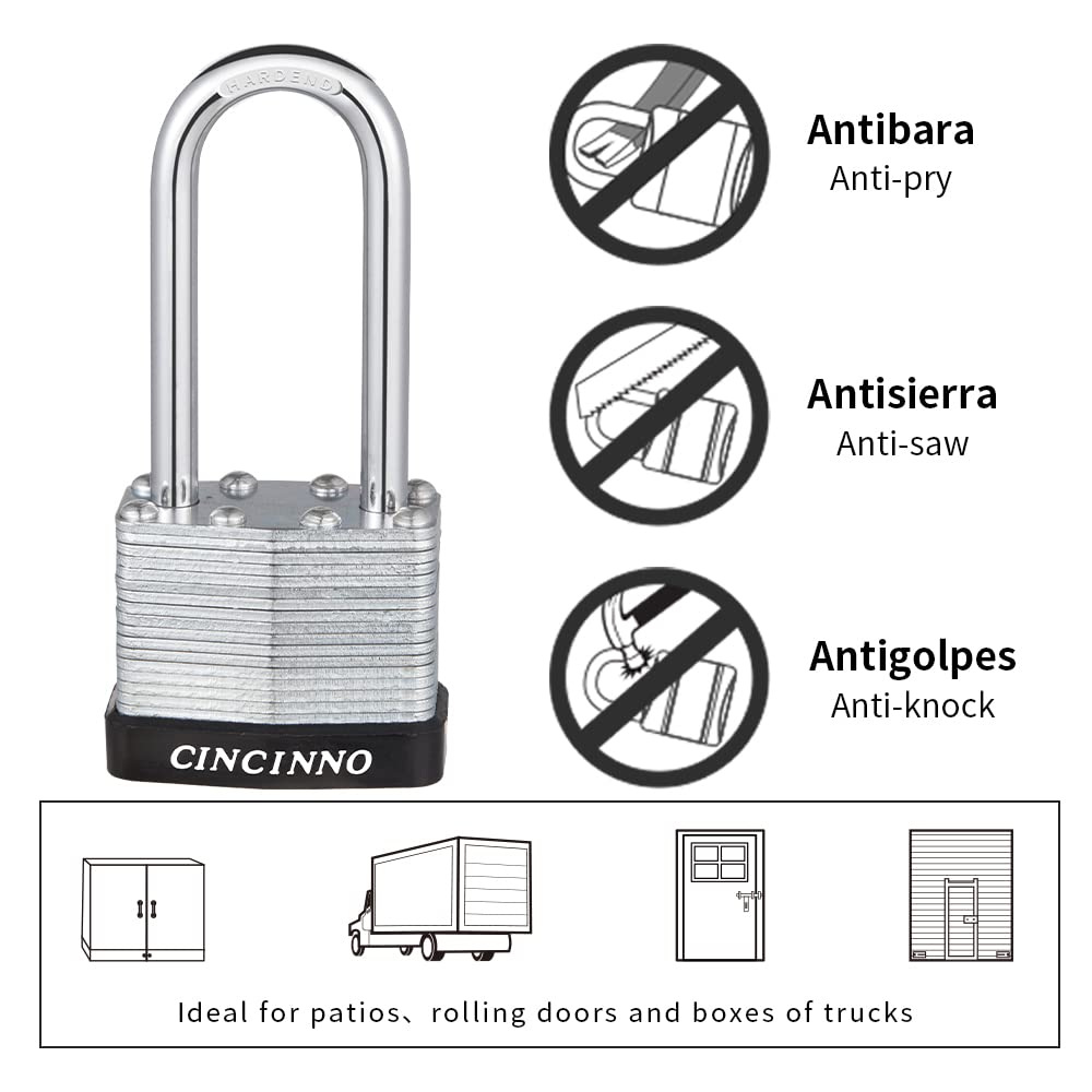 CINCINNO padlock suitable for indoor and outdoor environments like gates and sheds
