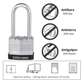 CINCINNO padlock suitable for indoor and outdoor environments like gates and sheds