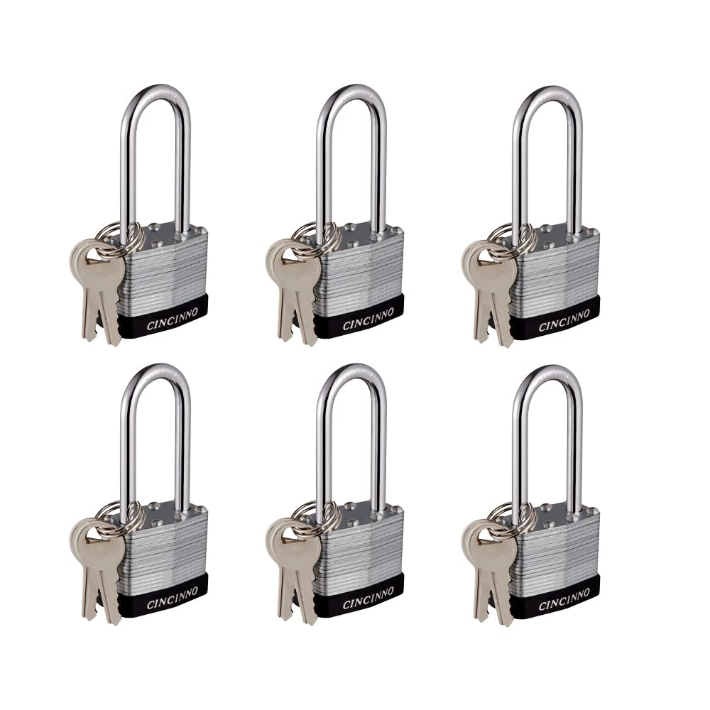 CINCINNO laminated steel padlock 6-pack keyed-alike for multi-point security