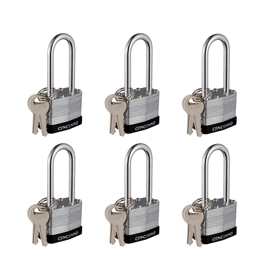 CINCINNO laminated steel padlock 6-pack keyed-alike for multi-point security