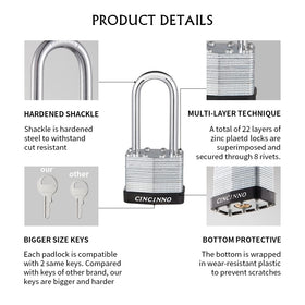 CINCINNO padlock shows brass tumbler for reliable daily use