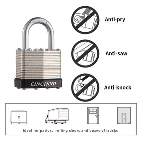 CINCINNO hardened shackle detail emphasizes cut resistance and long-term reliability.