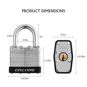 CINCINNO keyed-alike padlock set shown with two keys per lock for convenience.