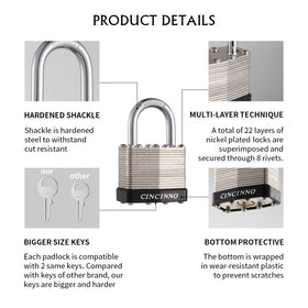 CINCINNO padlock on an outdoor gate demonstrates weather resistance for durable exterior protection.
