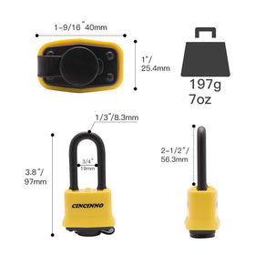 CINCINNO weatherproof yellow-shell padlocks protect against moisture and grime.
