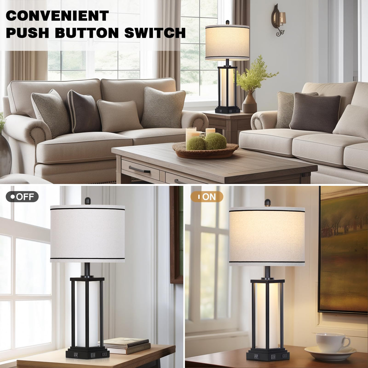 Cinkeda linen shade diffuses light to reduce glare and eye strain.