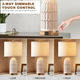 Cinkeda Boho table lamps with included LED bulbs for easy setup