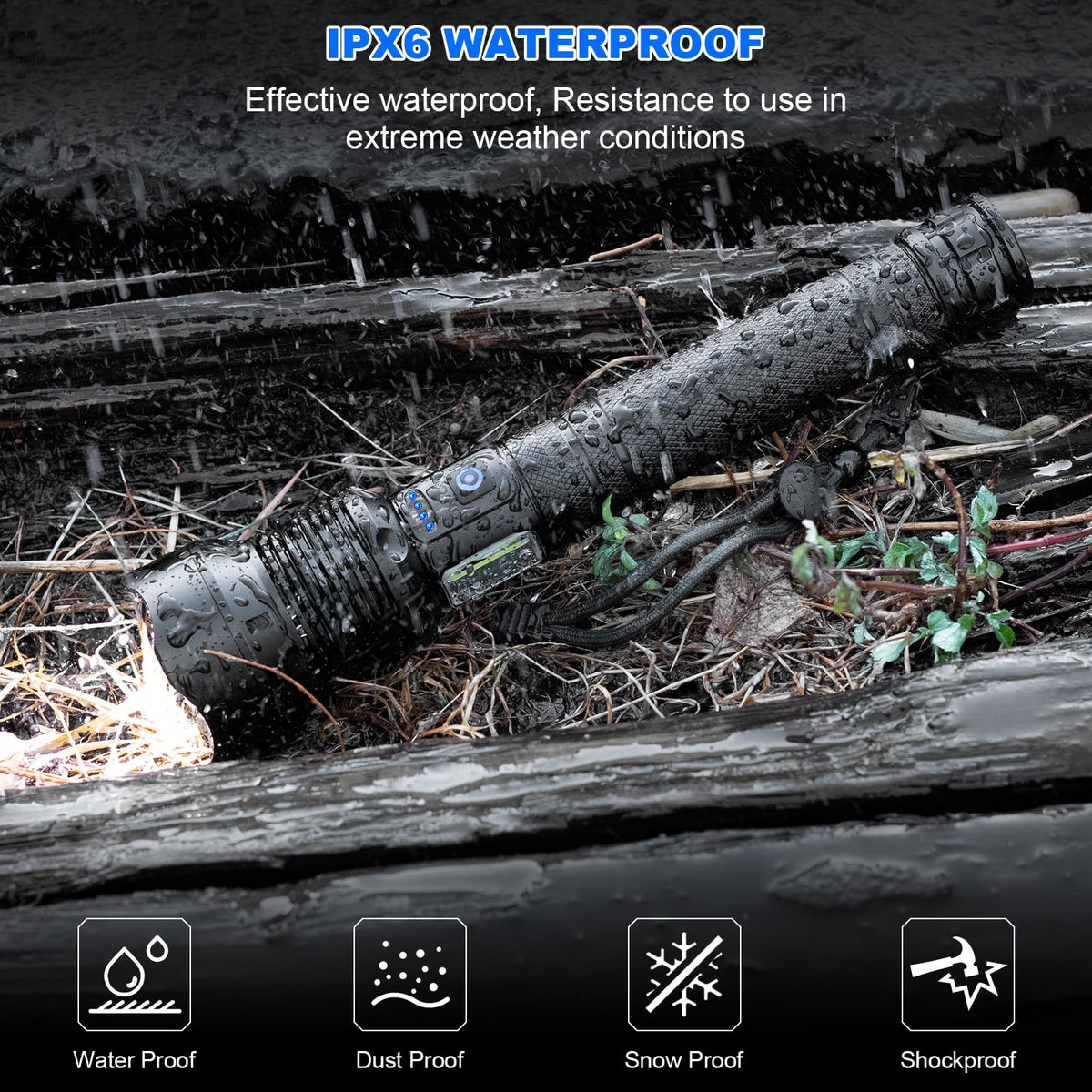 Cinlinso flashlight package includes USB cable and English manual.