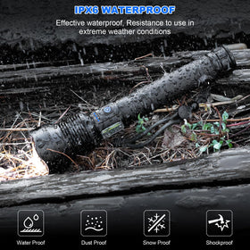 Cinlinso flashlight package includes USB cable and English manual.