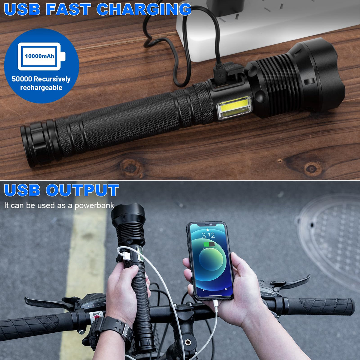 Cinlinso USB charging port doubles as emergency power bank.