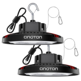 CINOTON 160W UFO LED high bay light front view for bright warehouse illumination