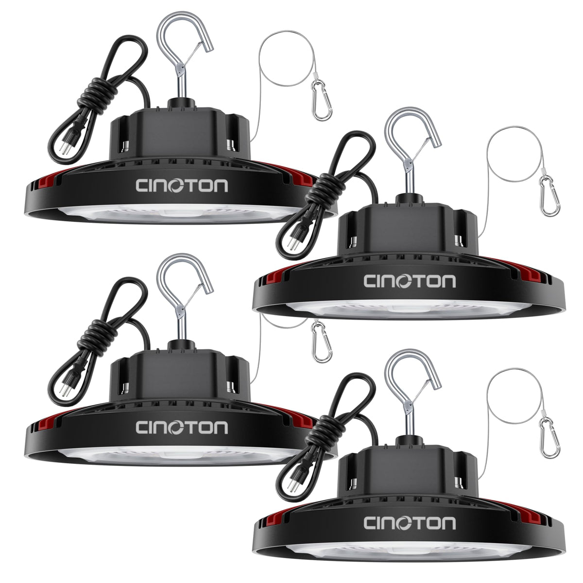 CINOTON 160W UFO high bay light, front view, delivers bright 24000 lm for clear warehouse lighting