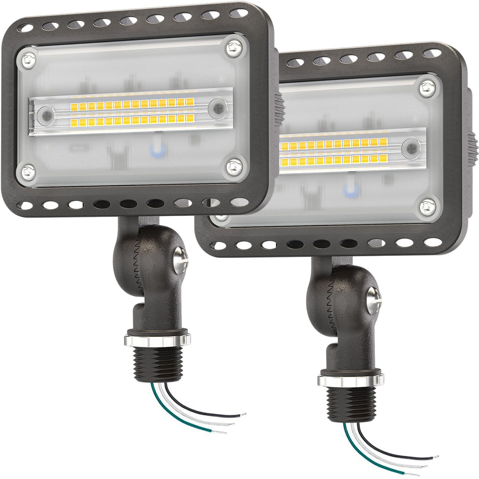 CINOTON 20W flood light front view showing compact aluminum housing for outdoor security