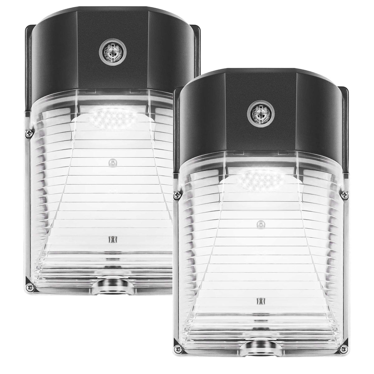 Cinoton 26W wall pack with dusk-to-dawn sensor for convenient outdoor lighting.