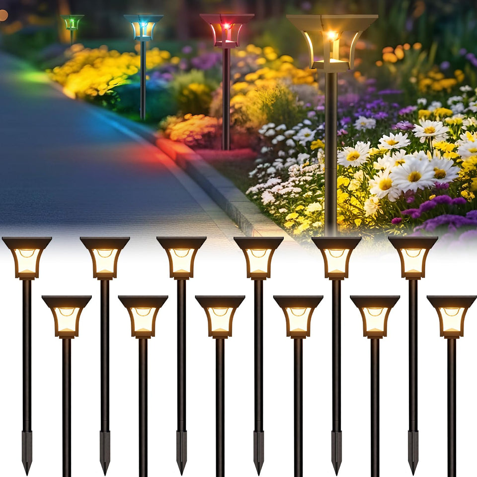 CINOTON RGBcw pathway light glowing in static mode for vibrant walkway lighting